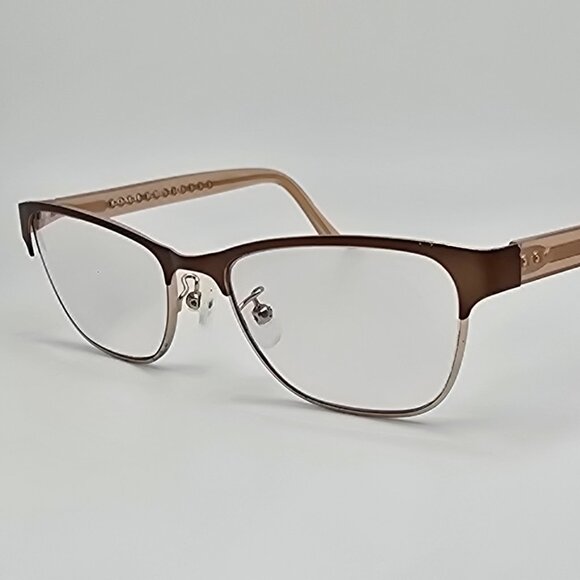 Coach HC5067 9234 Satin Brown Light Gold Crystal Brown Cat Eye Eyeglasses Frame - Picture 1 of 13